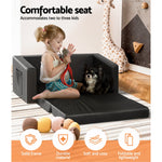 Versatile Kids Flip Open Sofa - Black PU Leather