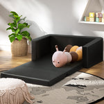 Versatile Kids Flip Open Sofa - Black PU Leather