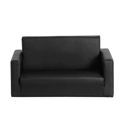 Versatile Kids Flip Open Sofa - Black PU Leather