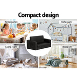 Versatile Kids Flip Open Sofa - Black PU Leather