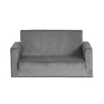 Kids Sofa 2 Seater Children Flip Open Couch Velvet Armchair Grey
