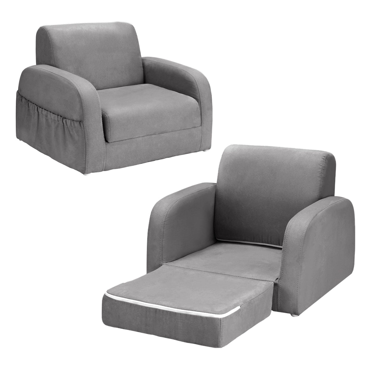 Keezi Kids Sofa 1 Seater Children Flip Open Couch Lounger Armchair Dinosaur Navy