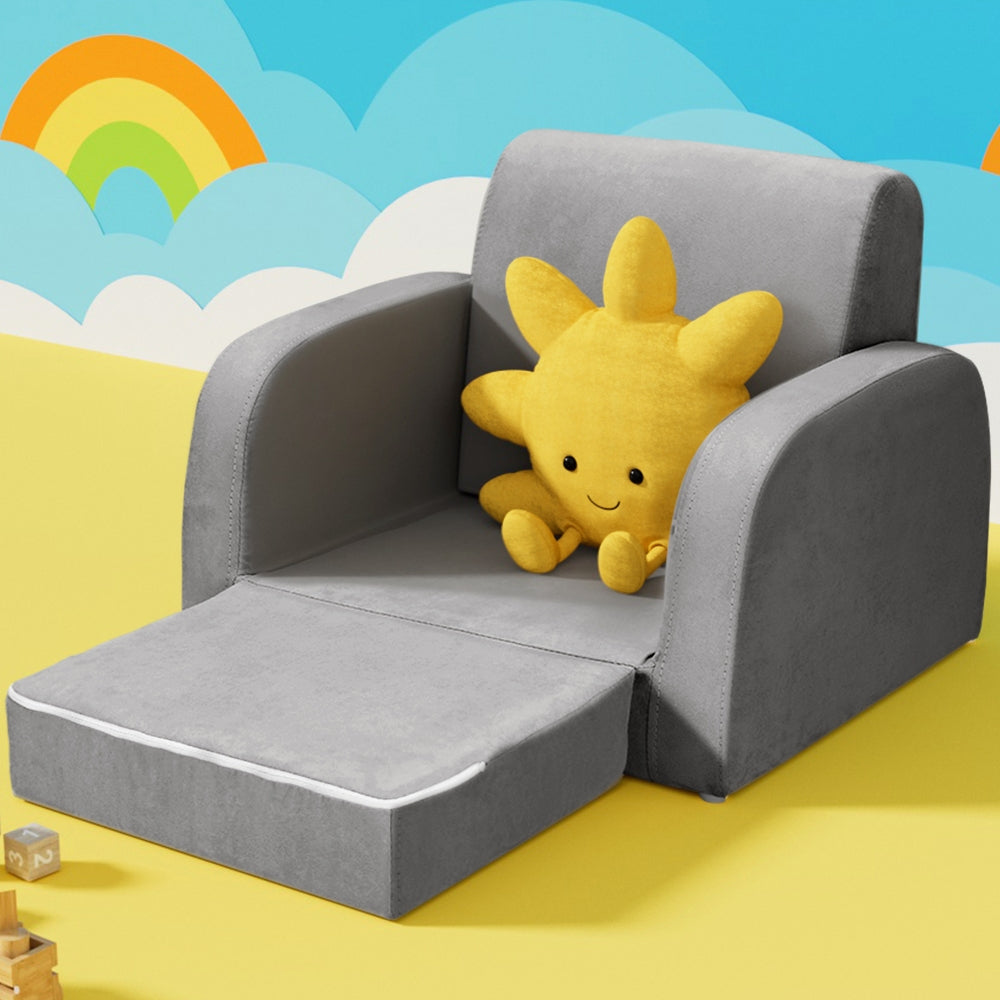 Kids Sofa 2 Seater Children Flip Open Couch Lounger Armchair Soft