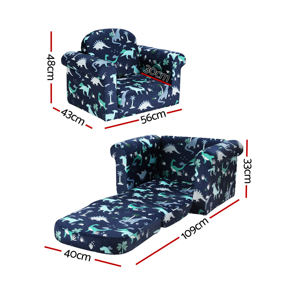 Kids Sofa 2 Seater Children Flip Open Couch Lounger Armchair Soft