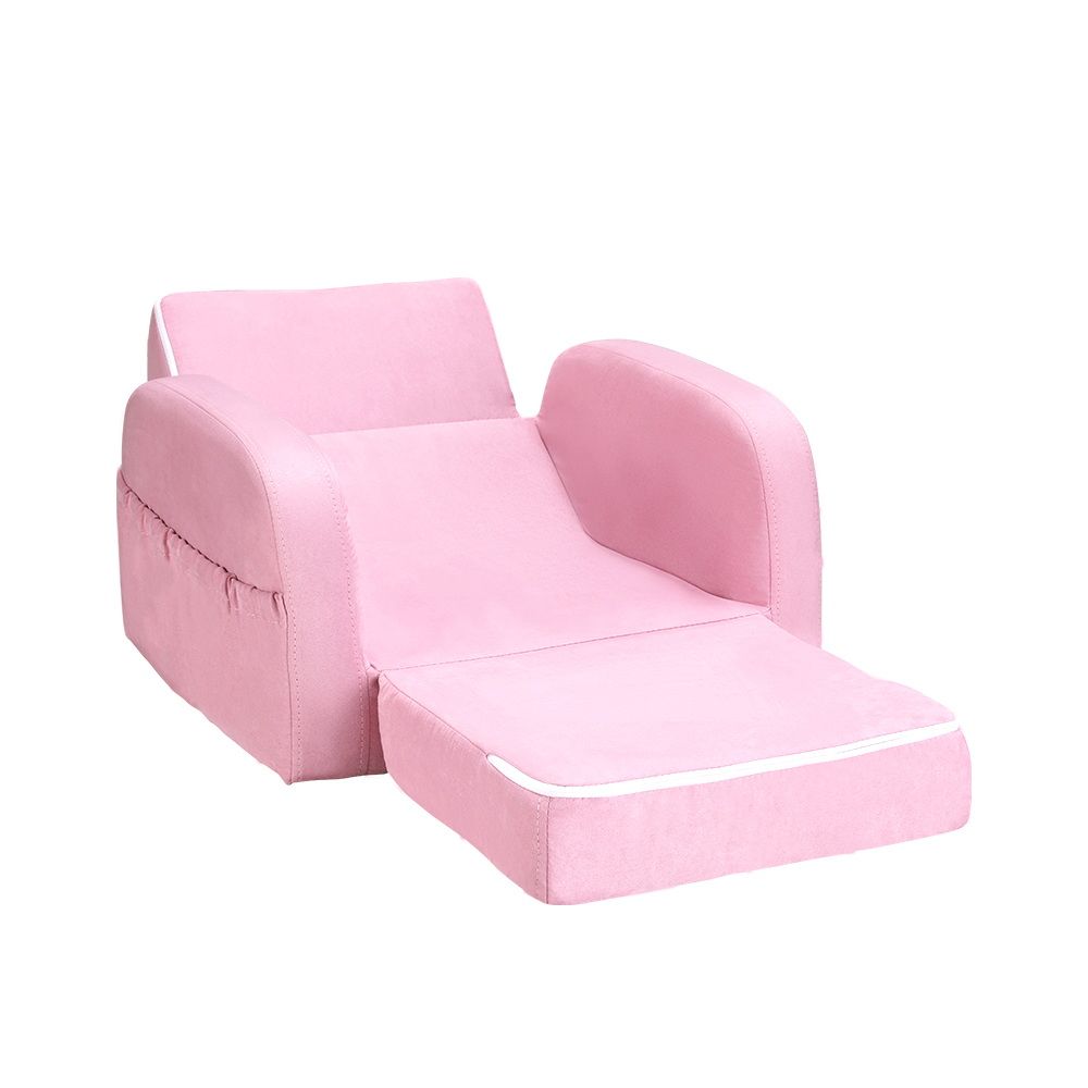 Keezi Kids Sofa 1 Seater Children Flip Open Couch Lounger Armchair Dinosaur Navy