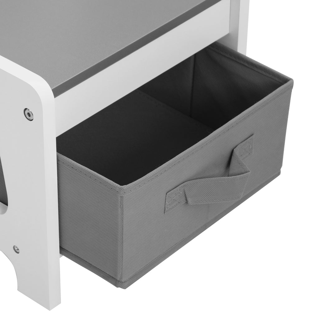 Kids Table and Chairs Set Activity Play Study Desk w/ Toys Storage Box Grey