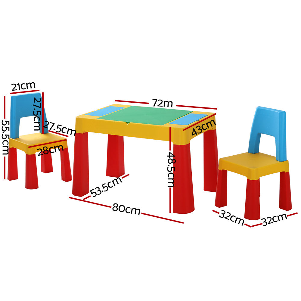3Pcs Kids Table And Chairs Set Activity Chalkboard Toys Storage Desk
