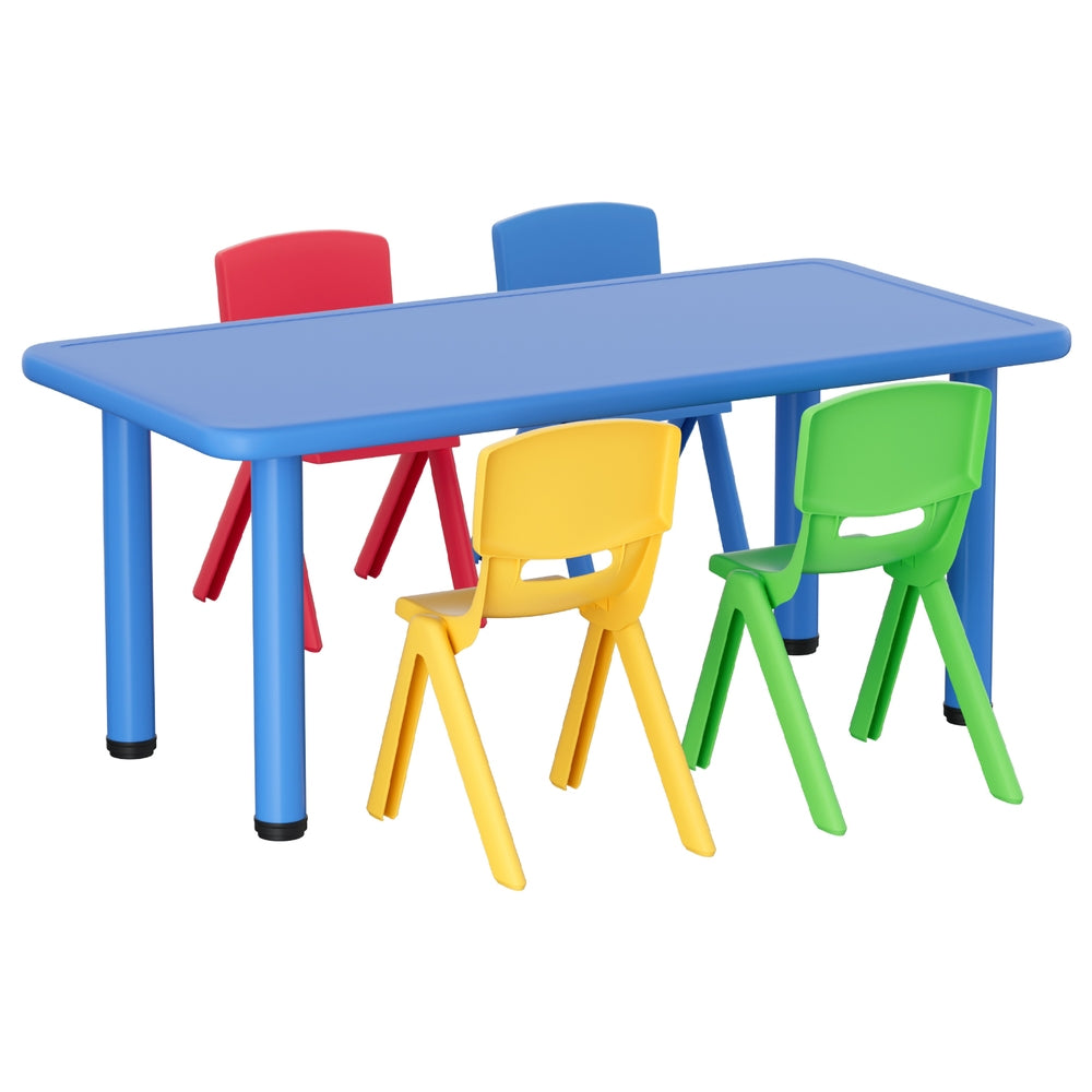 5PCS Kids Table and Chairs Set Children Study Desk Furniture Plastic 4 Chairs