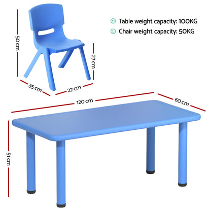 5PCS Kids Table and Chairs Set Children Study Desk Furniture Plastic 4 Chairs
