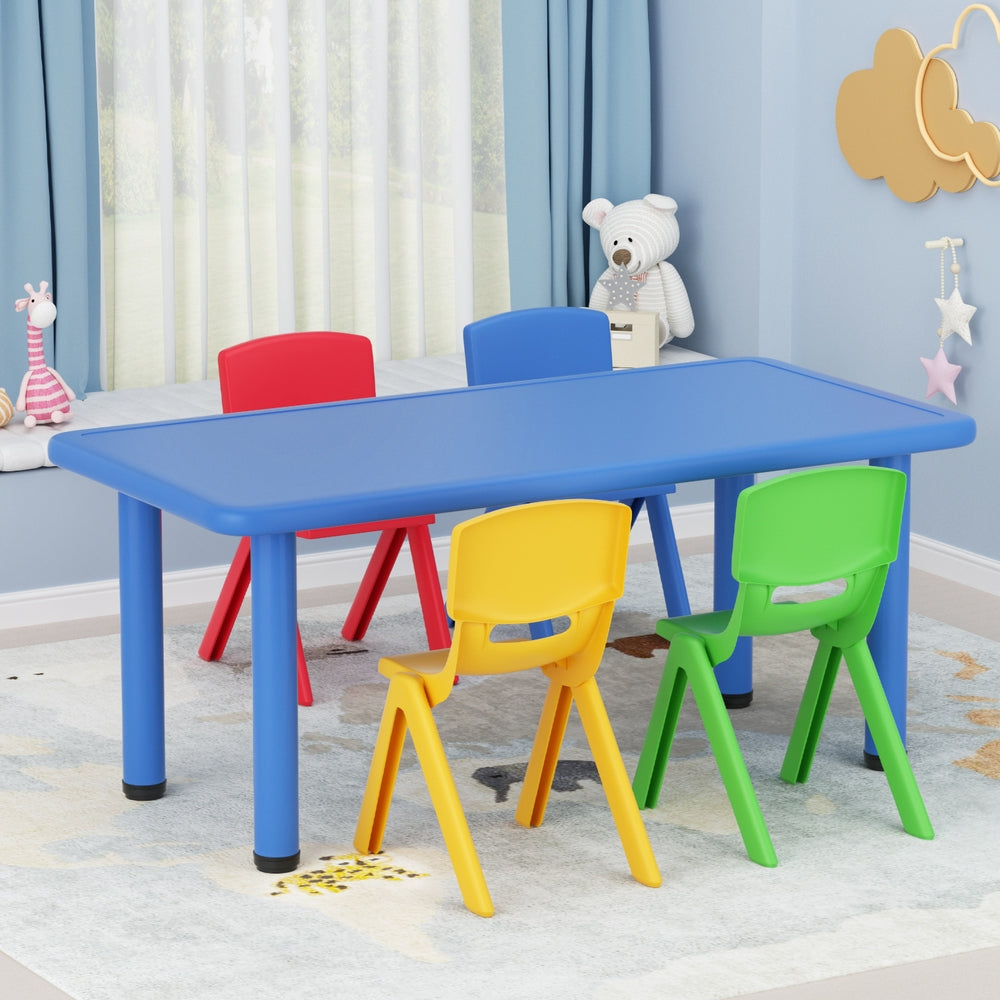 5PCS Kids Table and Chairs Set Children Study Desk Furniture Plastic 4 Chairs