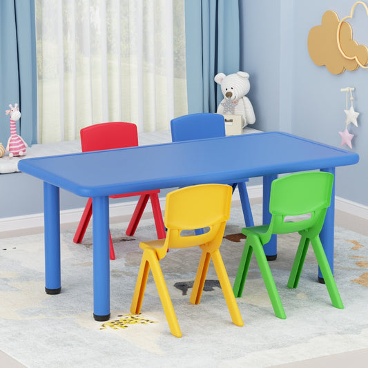 5PCS Kids Table and Chairs Set Children Study Desk Furniture Plastic 4 Chairs