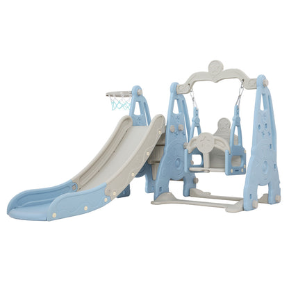 Kids Slide Swing Set Basketball Hoop Outdoor Playground Toys 170Cm Blue