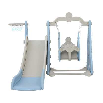 Kids Slide Swing Set Basketball Hoop Outdoor Playground Toys 170Cm Blue