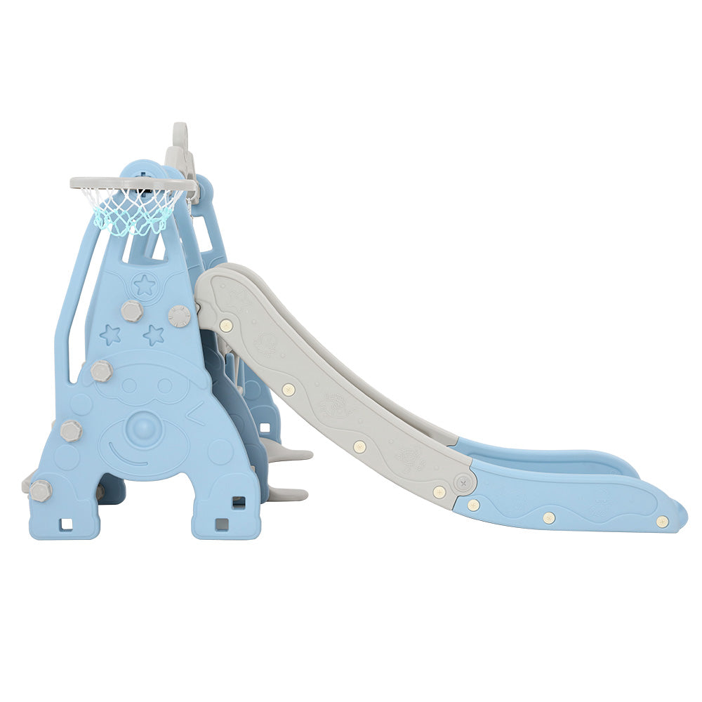Kids Slide Swing Set Basketball Hoop Outdoor Playground Toys 170Cm Blue