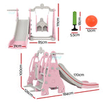 Kids Slide Swing Set Basketball Hoop Outdoor Playground Toys 170Cm Pink