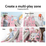 Kids Slide Swing Set Basketball Hoop Outdoor Playground Toys 170Cm Pink