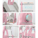 Kids Slide Swing Set Basketball Hoop Outdoor Playground Toys 170Cm Pink