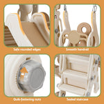 Kids Slide Swing Set Basketball Hoop Outdoor Playground Toys 160cm Beige