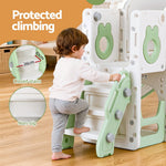 Kids Slide Swing Set Basketball Hoop Ring Football Outdoor Toys 140cm Green