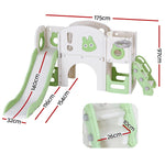 Kids Slide Swing Set Ball Hoop Rings Football Outdoor Toys Green