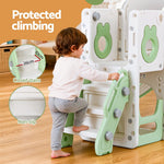 Kids Slide Swing Set Ball Hoop Rings Football Outdoor Toys Green