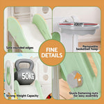 Kids Slide Swing Set Ball Hoop Rings Football Outdoor Toys Green