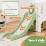 Kids Slide Swing Set Ball Hoop Rings Football Outdoor Toys Green