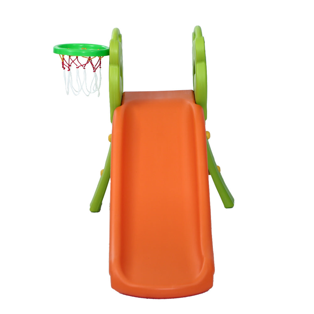 Kids Slide Set Basketball Hoop Indoor Outdoor Playground Toys 100Cm Orange