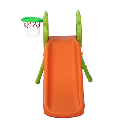 Kids Slide Set Basketball Hoop Indoor Outdoor Playground Toys 100Cm Orange
