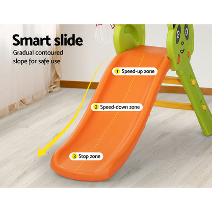 Kids Slide Set Basketball Hoop Indoor Outdoor Playground Toys 100Cm Orange