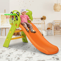 Kids Slide Set Basketball Hoop Indoor Outdoor Playground Toys 100Cm Orange