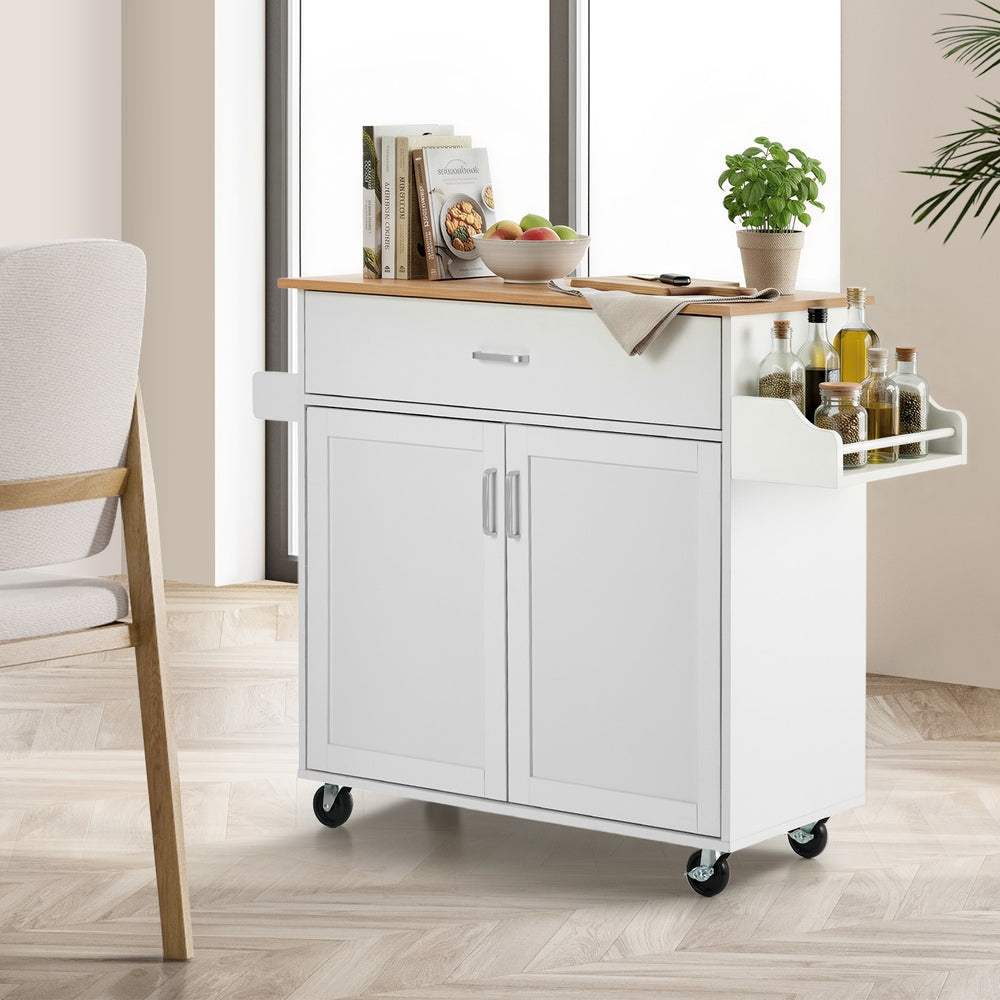 Kitchen Trolley Rolling Storage Cart With Drawer And Towel Rack