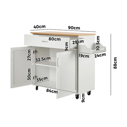 Kitchen Trolley Rolling Storage Cart With Drawer And Towel Rack