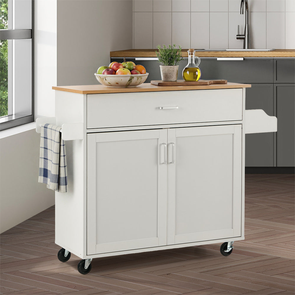 Kitchen Trolley Rolling Storage Cart With Drawer And Towel Rack