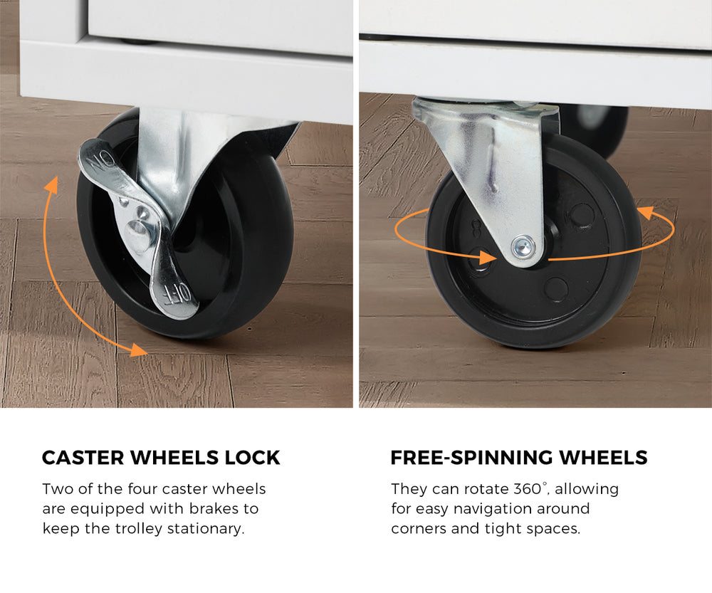 Kitchen Trolley Rolling Storage Cart With Drawer And Towel Rack