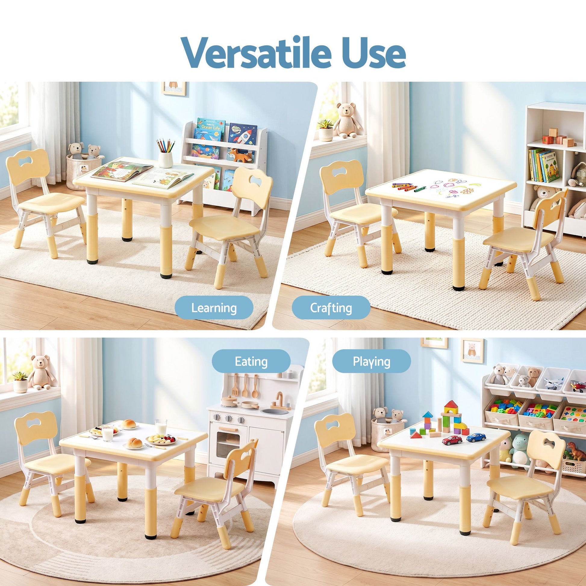 Kids Table 2 Chairs Height Adjustable Set | HomeAndLiving - 8