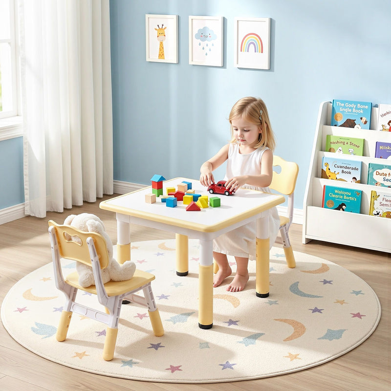 Kids Table 2 Chairs Height Adjustable Set | HomeAndLiving
