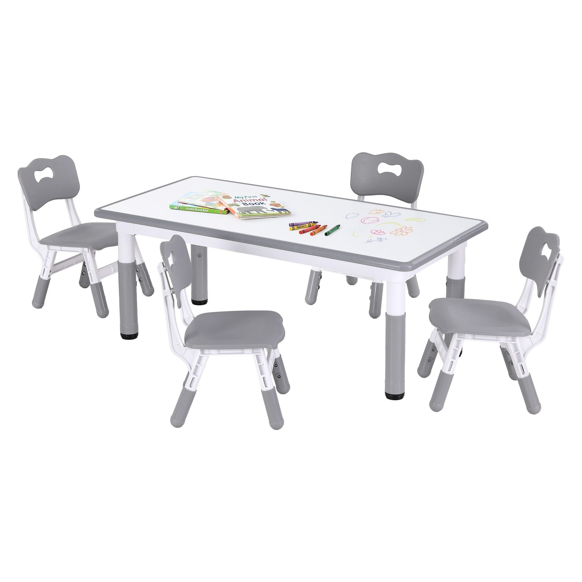 Kids Table 4 Chairs Set Height Adjustable | HomeAndLiving - 2