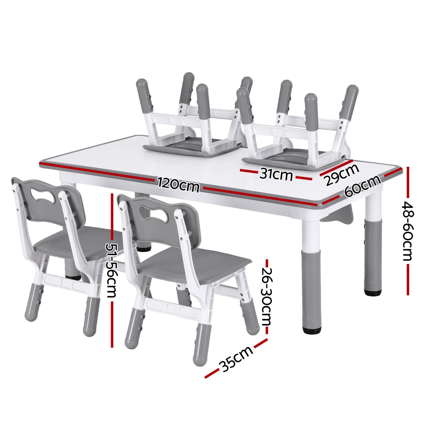 Kids Table 4 Chairs Set Height Adjustable | HomeAndLiving - 3