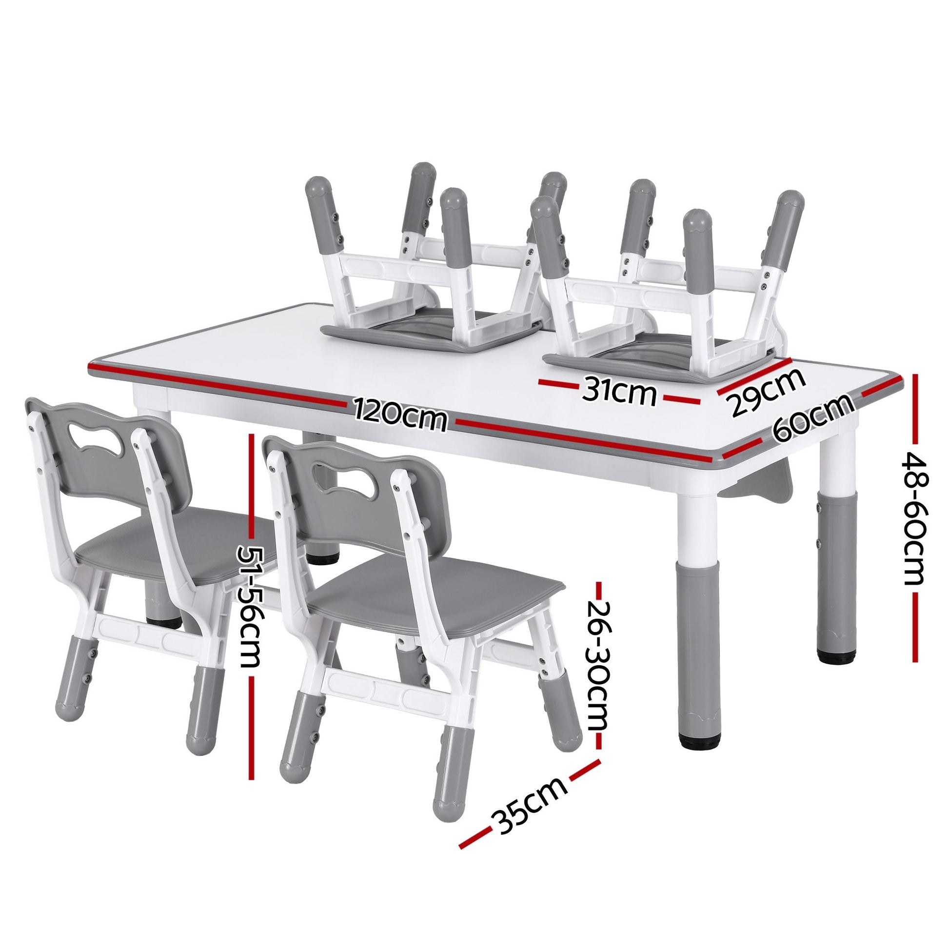 Kids Table 4 Chairs Set Height Adjustable | HomeAndLiving - 3