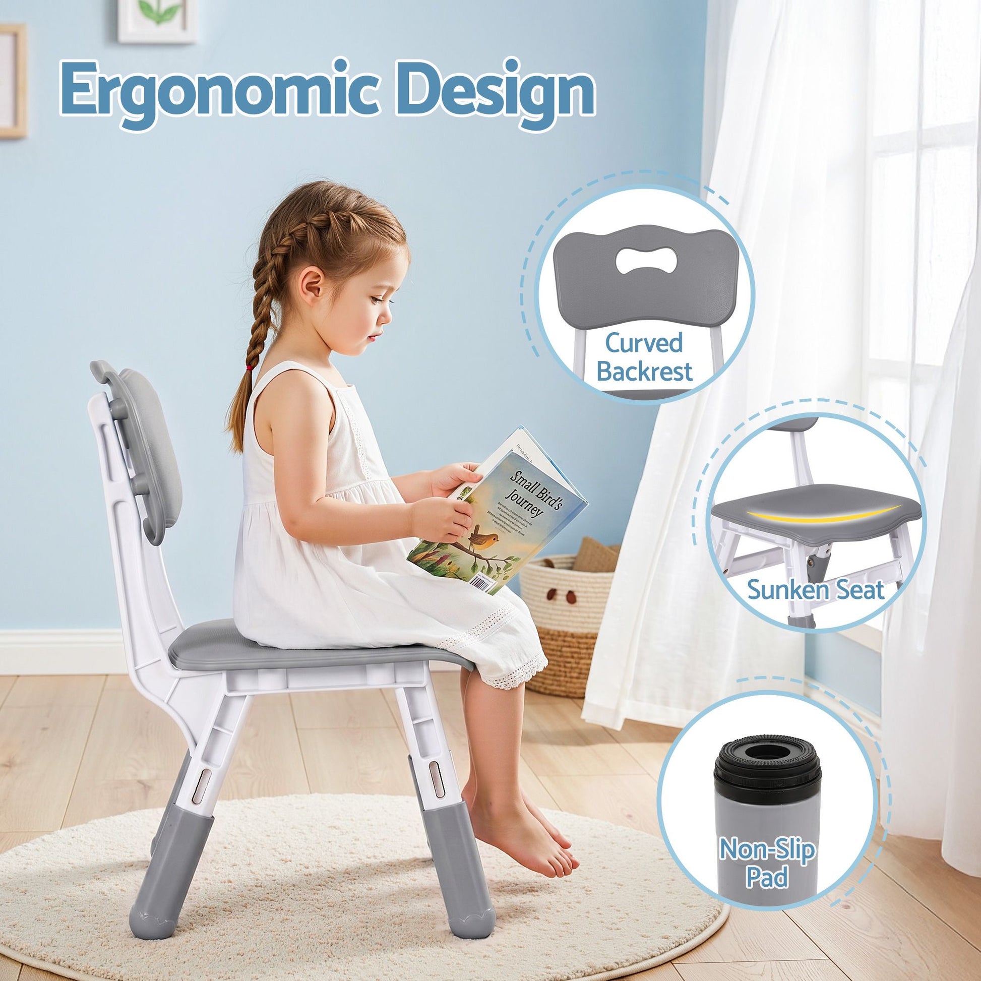 Kids Table 4 Chairs Set Height Adjustable | HomeAndLiving - 7