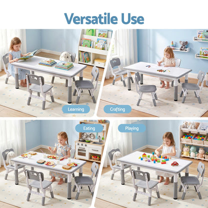 Kids Table 4 Chairs Set Height Adjustable | HomeAndLiving - 8