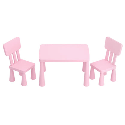1 Kids Table and 2 Chairs Set Pink
