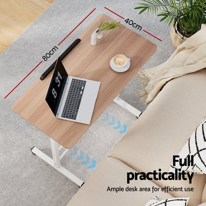 Laptop Desk Table Adjustable 80Cm Light Wood