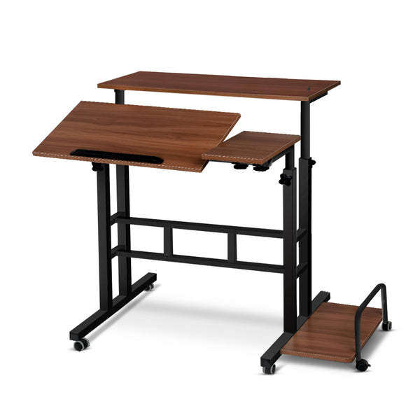  Laptop Desk Table Adjustable Dark Wood 80Cm