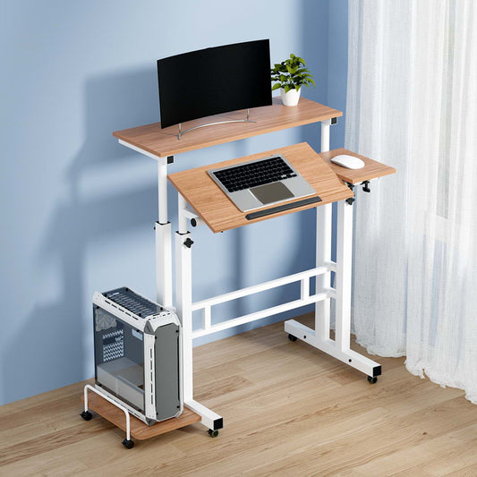 Laptop Desk Table Adjustable Light Wood 80Cm
