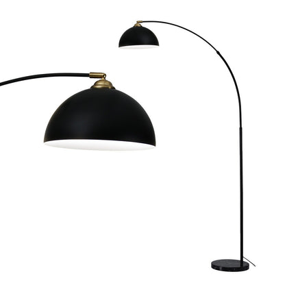 Modern Arched Floor Lamp Black Standing Heavy-Duty Marble Base for Living Room Bedroom