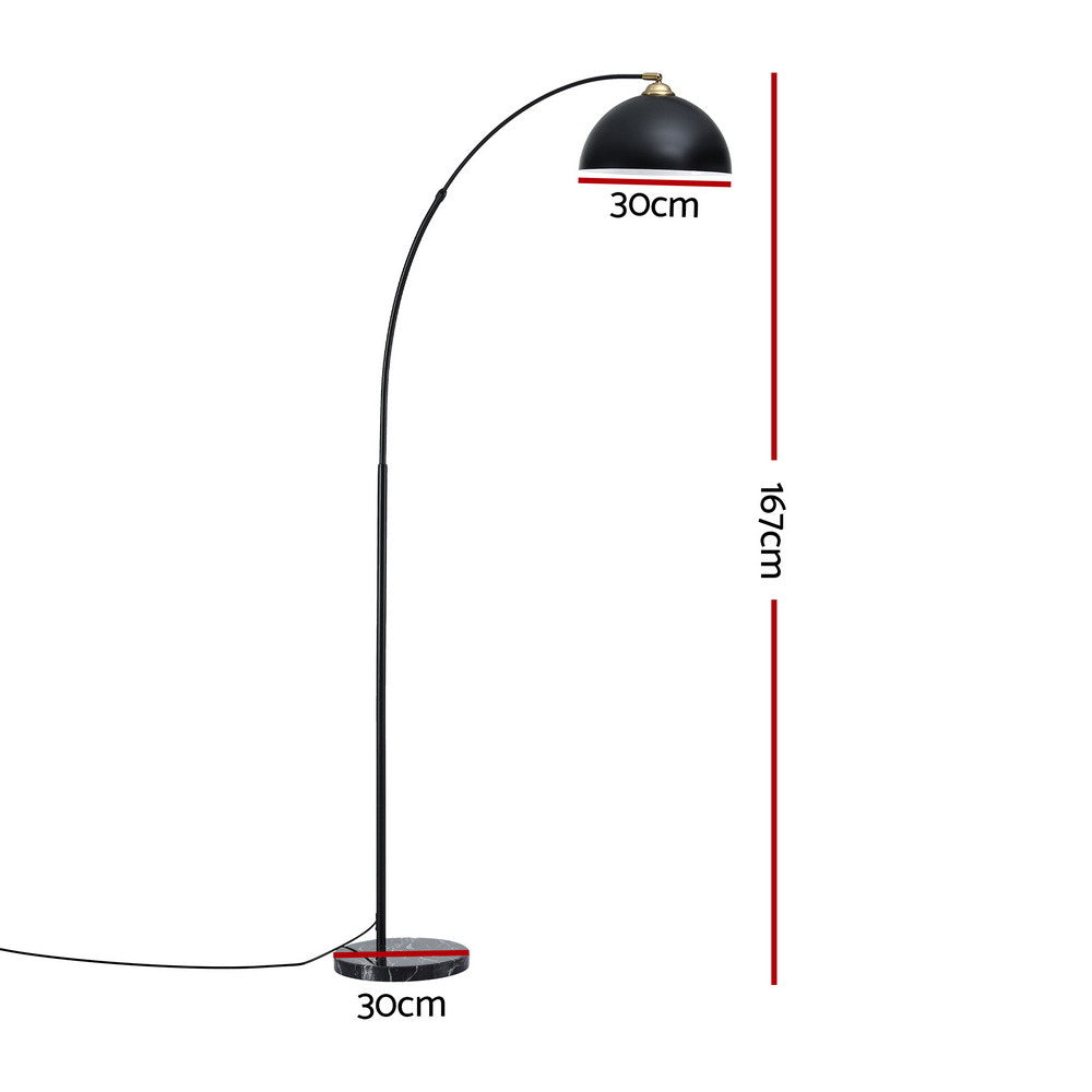 Modern Arched Floor Lamp Black Standing Heavy-Duty Marble Base for Living Room Bedroom