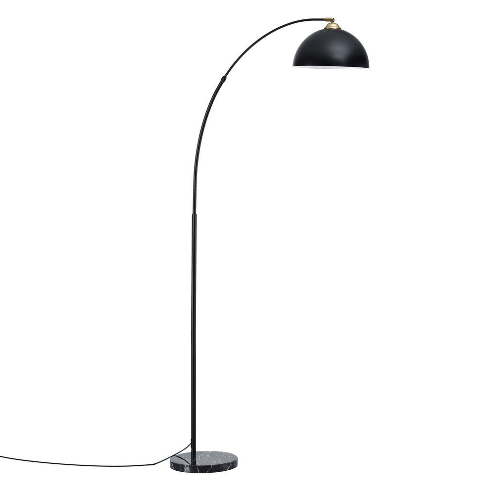 Modern Arched Floor Lamp Black Standing Heavy-Duty Marble Base for Living Room Bedroom