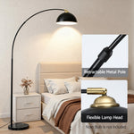 Modern Arched Floor Lamp Black Standing Heavy-Duty Marble Base for Living Room Bedroom